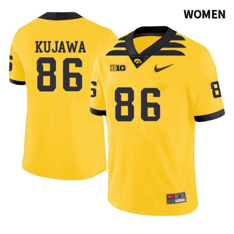Women's Iowa Hawkeyes NCAA #86 Tommy Kujawa Yellow Authentic Nike Alumni Stitched College Football Jersey RI34U25KH